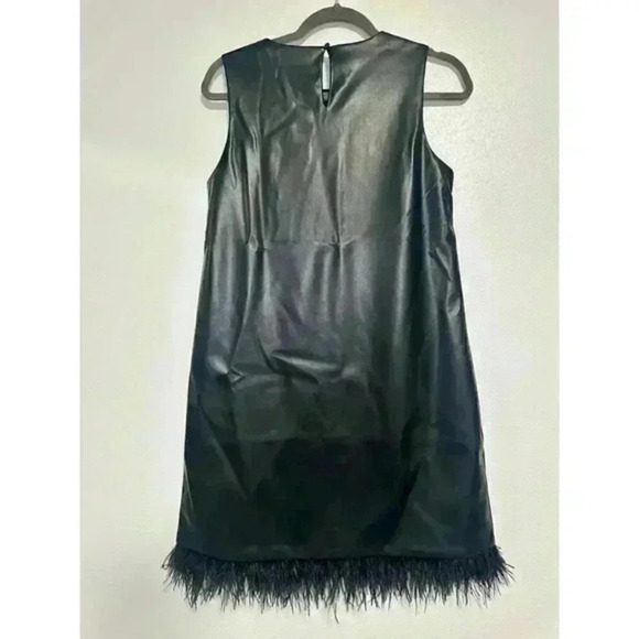 Forcynthia Sleeveless Feather Trim PU Mini Dress size S - Picture 7 of 8